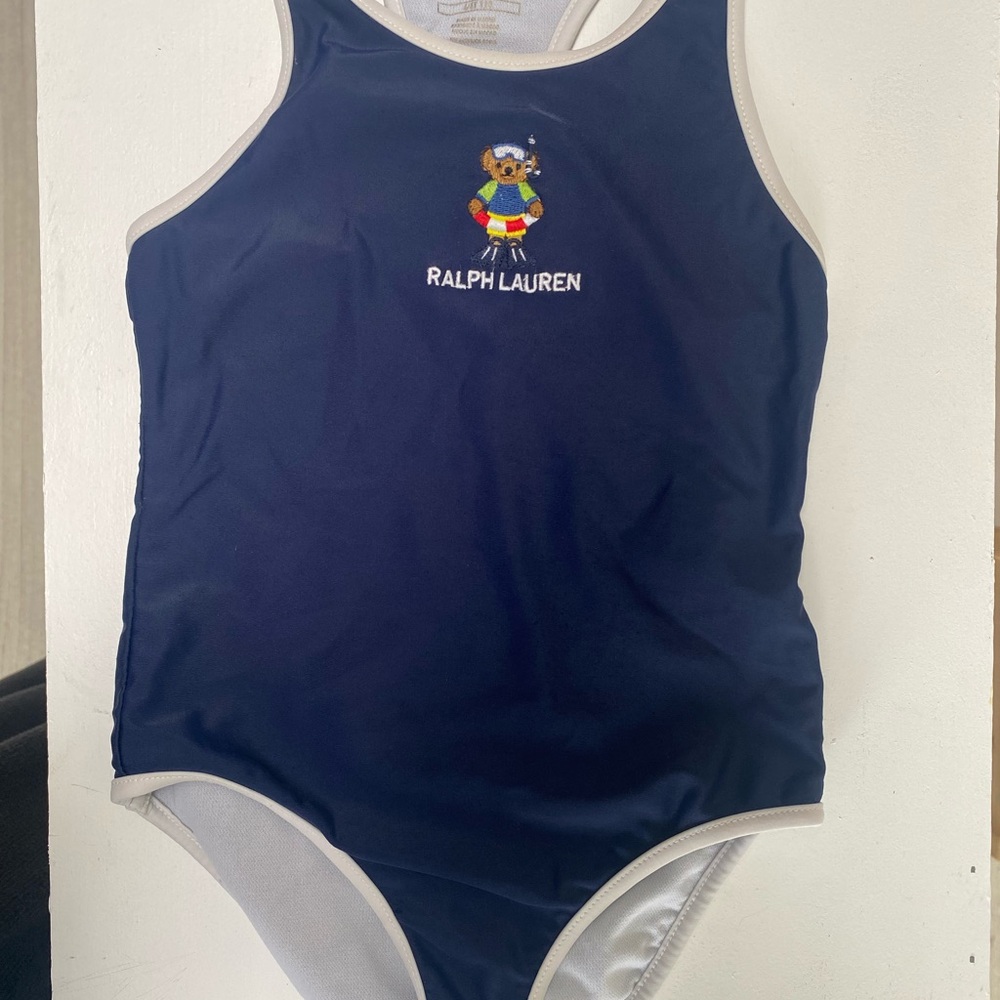 Ralph Lauren Dark Blue Swimsuit with Bear Motif
